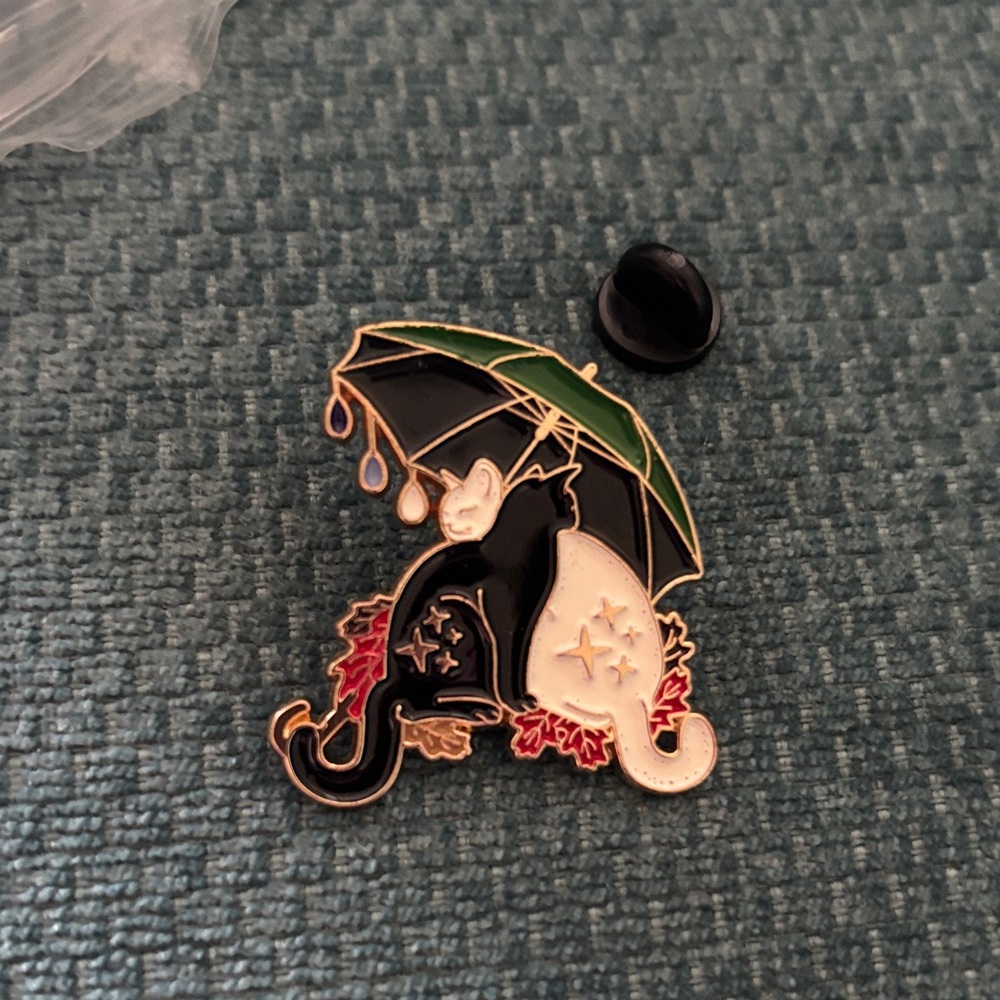 Black and Green Cat Enamel Pin